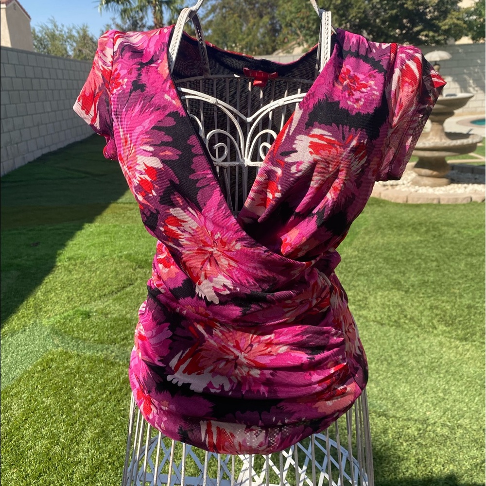 Floral mesh y2k top